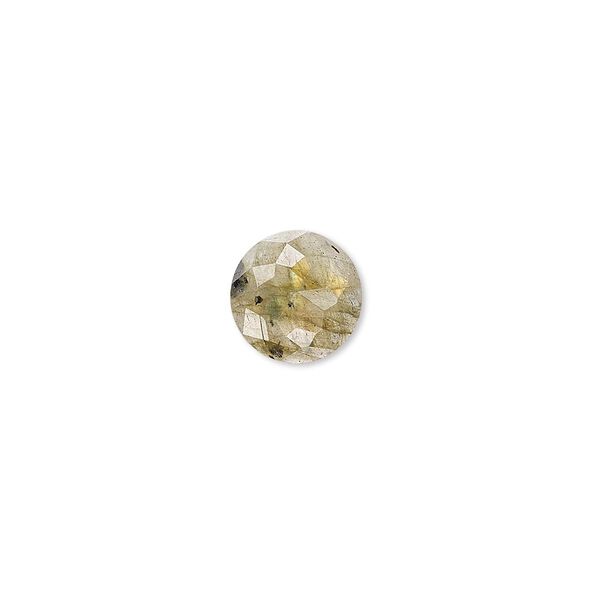 Cabochon, labradorite (natural), 10mm calibrated cube-cut round, B grade, Mohs hardness 6 to 6-1/2. Sold individually. image number 0