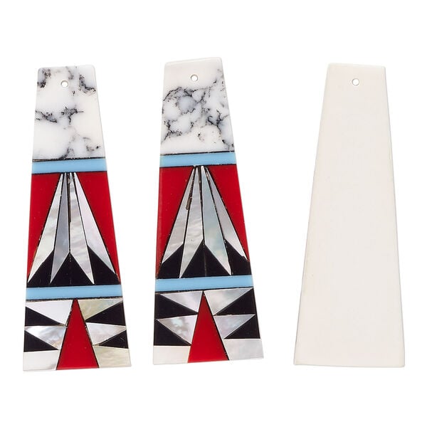 Mother-of-pearl shell 1pkg2, trapezoid focal multicolored 40x14mm image number 0