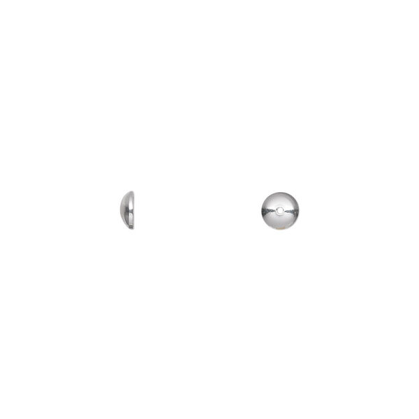 Bead cap, sterling silver, 4x1.5mm smooth round, fits 4-5mm bead. Sold per pkg of 20. image number 0