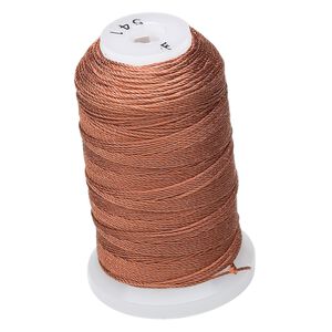 Thread, Purely Silk™, 3-ply, brown, size F. Sold per 140-yard spool.