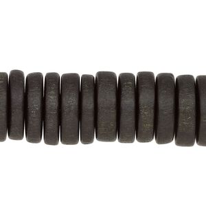 Bead, wood (dyed), dark purple, 15x4mm rondelle. Sold per 8-inch strand, approximately 45 beads.