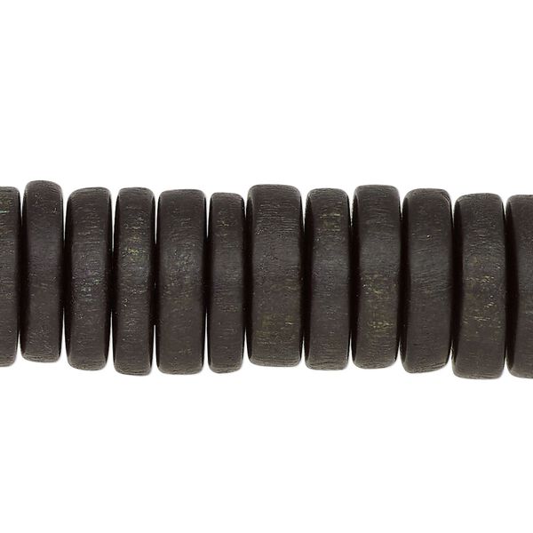 Bead, wood (dyed), dark purple, 15x4mm rondelle. Sold per 8-inch strand, approximately 45 beads. image number 0