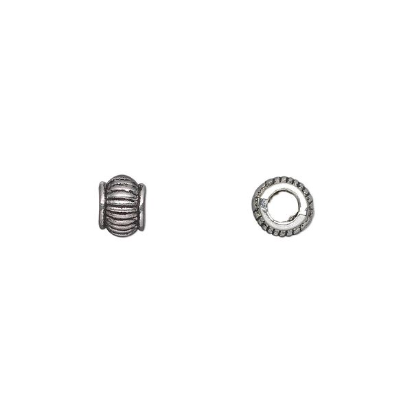 Bead, antique silver-plated "pewter" (zinc-based alloy), 6x5mm rondelle. Sold per pkg of 500. image number 0