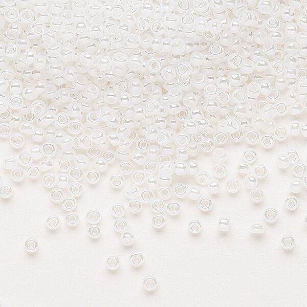 Seed bead, Dyna-Mites™, glass, pkg/40g, #11 round, opaque ceylon pastel white, (334 11/0 RR). image number 0