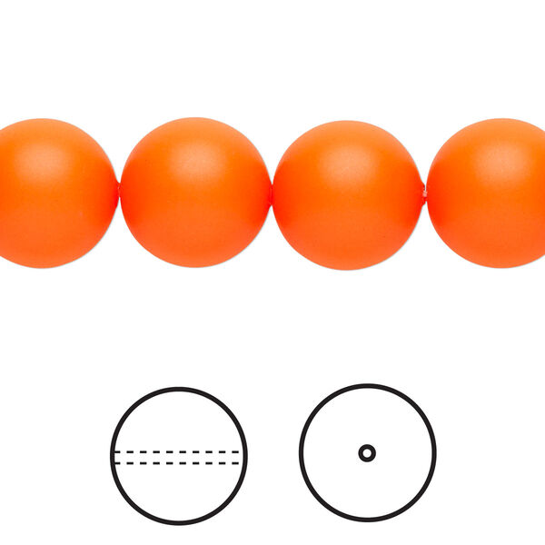 Pearl 10pk neon orange, Crystal Passions® 12mm round 5810 image number 0