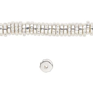 Bead, silver-finished "pewter" (zinc-based alloy), 6x2mm rough rondelle. Sold per 8-inch strand.