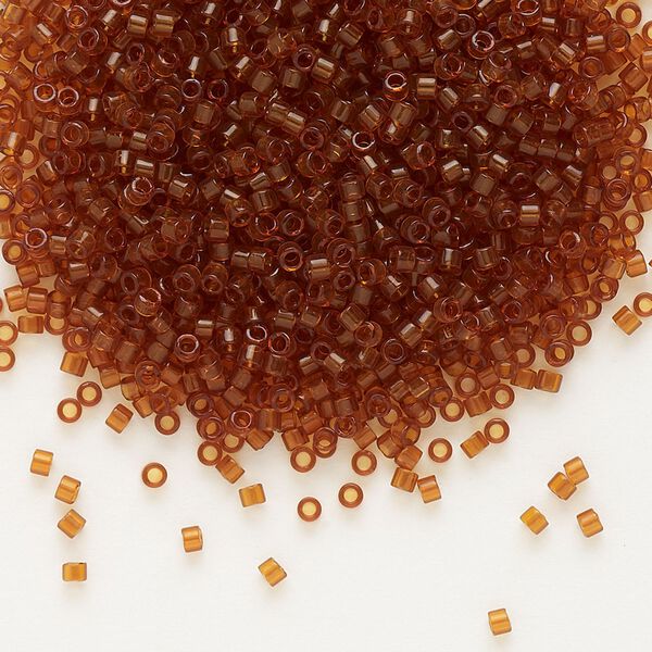 Seed bead, Delica®, glass, pkg/250g, #11 round, transparent dark topaz (DB-0709). image number 0