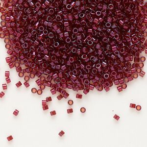 Seed bead, Delica®, glass, pkg/50g, #11 round, translucent gold luster garnet (DB-0105).