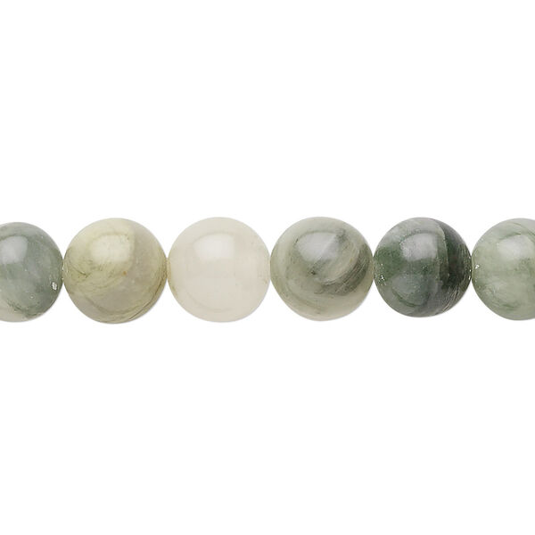 Bead, green line jasper (natural), 8mm round, C grade, Mohs hardness 6-1/2 to 7. Sold per 15-1/2" to 16" strand. image number 0