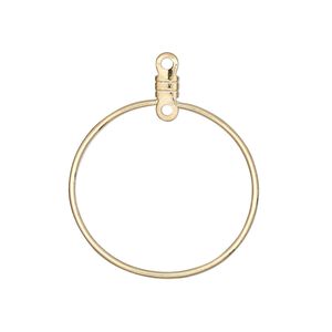 Beading hoop, gold-plated steel, 26mm round with closed loop. Sold per pkg of 100.