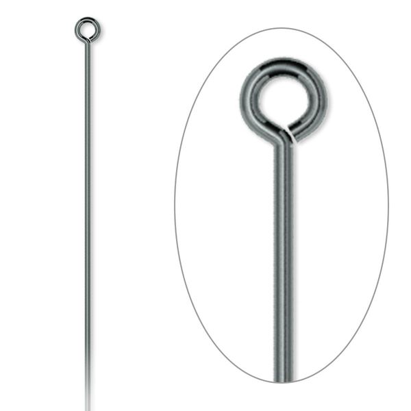 Eye pin, gunmetal-plated brass, 2 inches, 21 gauge. Sold per pkg of 100. image number 0