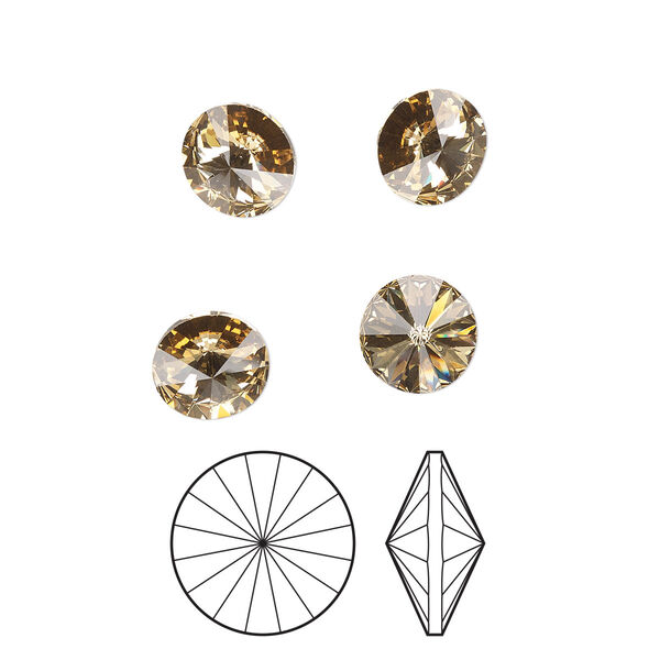 Chaton 4pk light Colorado topaz foil back, Preciosa MAXIMA Czech crystal rhinestone 14mm rivoli image number 0