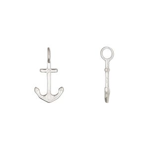 Charm 1pkg1 sterling silver 13x8.5mm 2-sided anchor perpendicular loop
