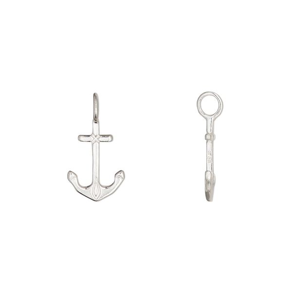 Charm 1pkg1 sterling silver 13x8.5mm 2-sided anchor perpendicular loop image number 0