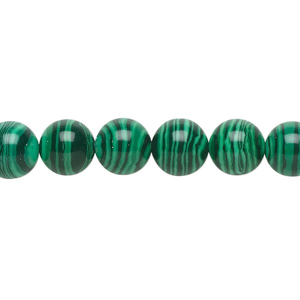 Bead, "malachite" (resin) (imitation), dark and light green, 8mm round. Sold per 15-1/2" to 16" strand. image number 0