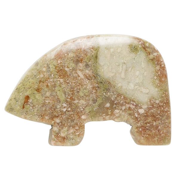Autumn jasper 1pkg1, half-drilled Zuni-style bear focal natural, 39x22mm-43x31mm image number 2