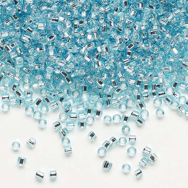 Seed bead, Dyna-Mites™, glass, pkg/1/2kg, #11 round, transparent silver-lined light aqua, (77:SR 11/0 SR). image number 0