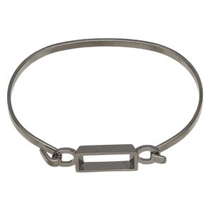 Bracelet, cuff, gunmetal-finished brass, 3.5mm band with 15.5x7mm rectangle and safetyl latch, 6-1/2 inches. Sold individually.
