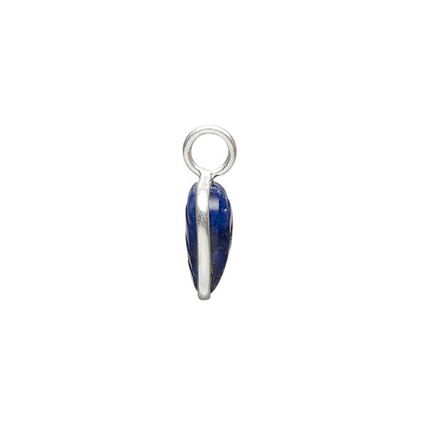 Drop 1pkg1 sterling silver and blue agate (dyed), 14x9.5mm 2sided carved leaf. image number 1