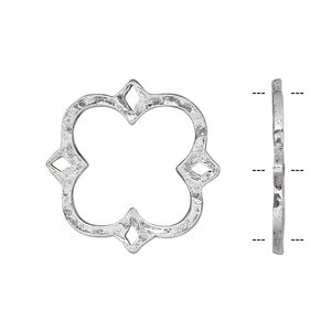 Link, antique silver-plated pewter (tin-based alloy), 23x23mm fancy square. Sold per pkg of 2.