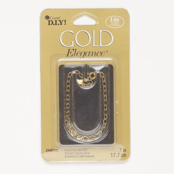 Bracelet chain 1pkg1 gold-plated cable, 3.5mm flat / springring clasp, copper 7 inch image number 0