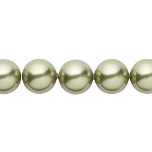 Pearl 25pk light green, Crystal Passions® 10mm round 5810