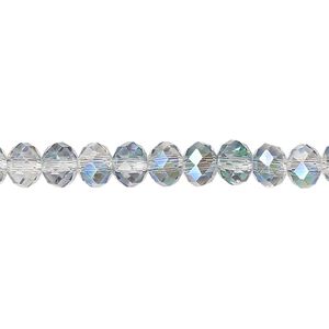 Bead 1pk 48 facets clear vitrail, Celestial Crystal® 6x4mm rondelle 15.5-16 inch
