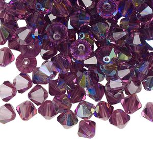 Bead 24pk amethyst AB, Preciosa Czech crystal 6mm bicone