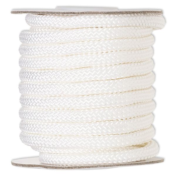 Cord, nylon, white, 5mm braided. Sold per 15-foot spool. image number 0