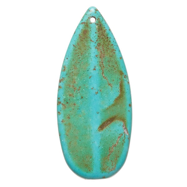 "Magnesite" / resin 1pkg1, teardrop focal teal / brown 52x23mm image number 2