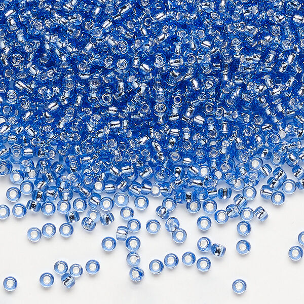 Seed bead, Dyna-Mites™, glass, pkg/1/2kg, #11 round, transparent silver-lined light blue, (43:RR 11/0 RR). image number 0