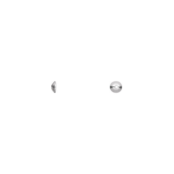 Bead cap, sterling silver, 3x1mm smooth round, fits 3-4mm bead. Sold per pkg of 40. image number 0