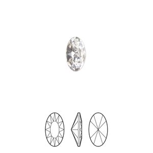 Fancy stone 24pk crystal foil back, Crystal Passions® 10x5.5mm elongated oval 4162