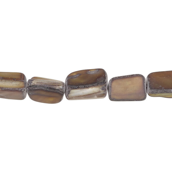 Mother-of-pearl shell 1pkg1, triangle tube bead 12 inch antique golden brown 9x6mm-11x10mm image number 0