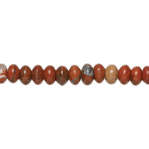 Red jasper 1pkg1, saucer bead natural, 15 inch 6x3mm-7x5mm