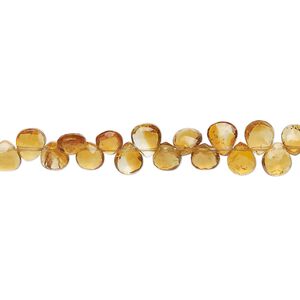Golden citrine 1pkg1, hand-cut top-drilled faceted puffed teardrop bead 8 inch 4mm-5x4mm