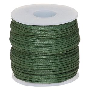Cord, waxed cotton, dark green, 0.5mm. Sold per 25-meter spool.