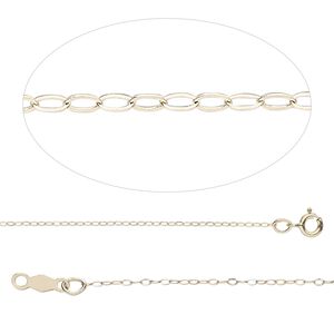 Chain 1pkg1 14Kt gold cable, 0.5mm drawn / springring clasp, Gossamer™ 18 inch