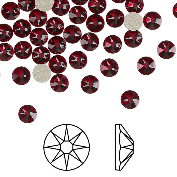 Flat back 144pk Siam foil back, Crystal Passions® 4.6-4.8mm rose round SS20 2088 image number 0