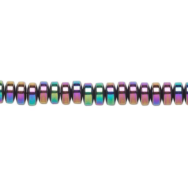 Hemalyke™ 1pkg1, rainbow titanium-coated rondelle bead 15.5-16 inch 5.5x3mm image number 0