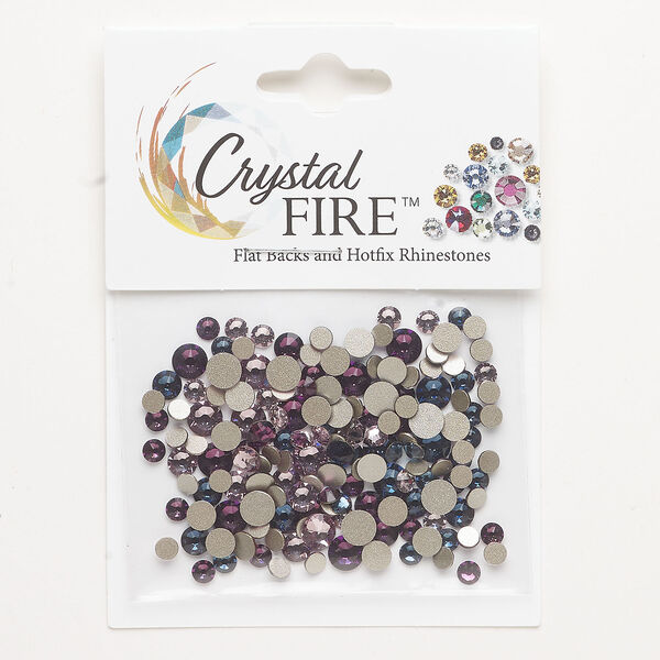 Flat back mix 1pkg144 Montana / amethyst / light amethyst foil back, Crystal FIRE®, 3.00-4.80mm round SS12 / SS16 / SS20 image number 0