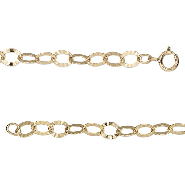 Chain, 14Kt gold-filled, 4mm oval starburst, 24 inches with springring clasp. Sold individually. image number 0