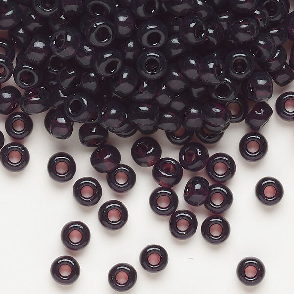 Seed bead, Miyuki, glass, pkg/250g, #6 rocaille, transparent extra dark smoky amethyst (RR-2402). image number 0