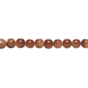 Bead, brown goldstone (glass) (man-made) 1pkg1, 4-5mm hand-cut round, 13 inches.