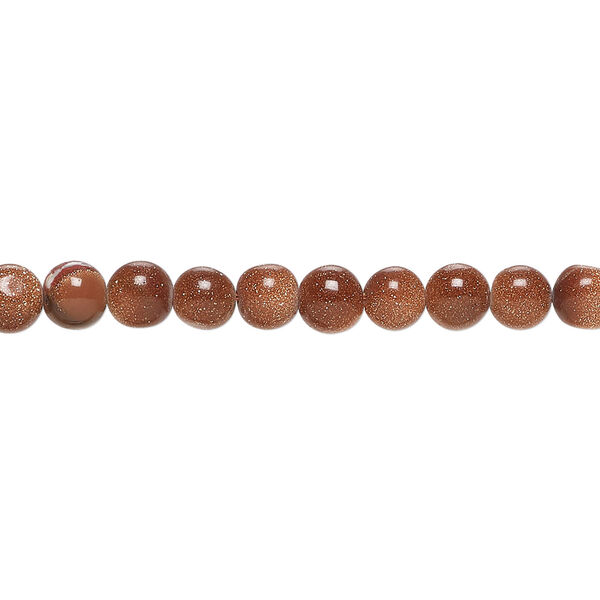 Bead, brown goldstone (glass) (man-made) 1pkg1, 4-5mm hand-cut round, 13 inches. image number 0