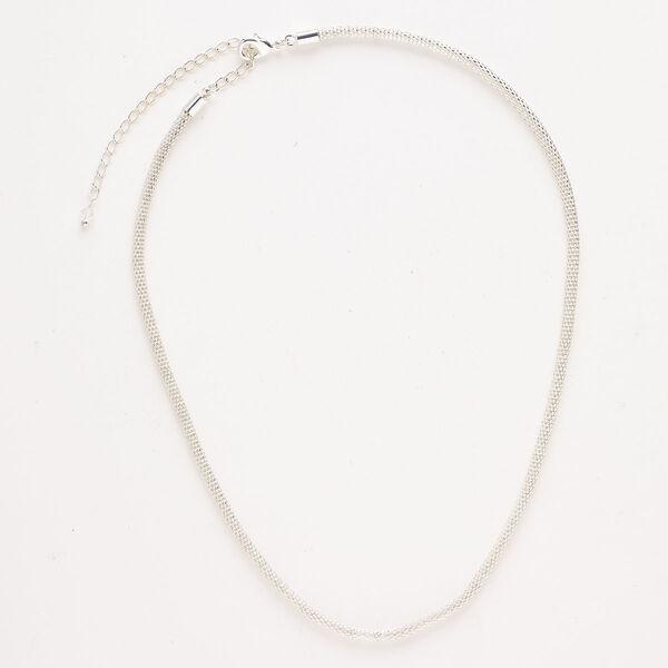 Chain "pewter" zinc-based alloy steel 1pk 3mm lantern 3-inch extender chain lobster claw clasp, silver finish clear 16 inches image number 0