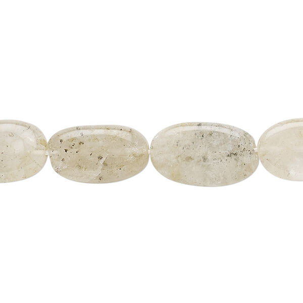 Bead, spotted quartz (natural), 12x8mm-20x11mm hand-cut flat oval, C- grade, Mohs hardness 7. Sold per 13-inch strand. image number 0