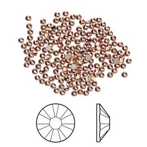 Flat back 144pk rose peach foil back, Crystal Passions® 1.7-1.9mm rose round SS5 2058