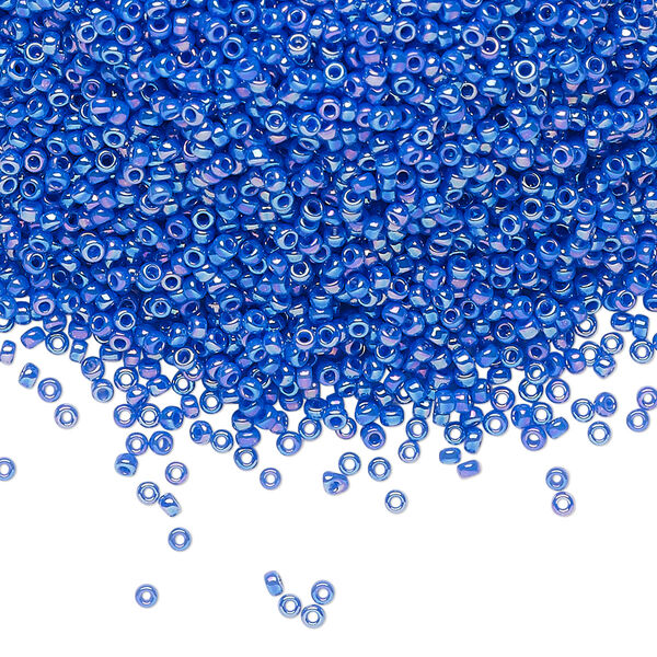 Seed bead, Miyuki, glass, pkg/250g, #15 rocaille, opaque rainbow cyan blue, (RR-483D). image number 0