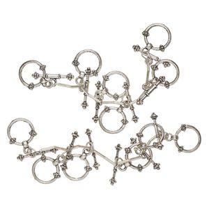 Clasp toggle 1pkg12 "pewter" (zinc alloy), 18mm round, antique silver-finished steel 1-strand